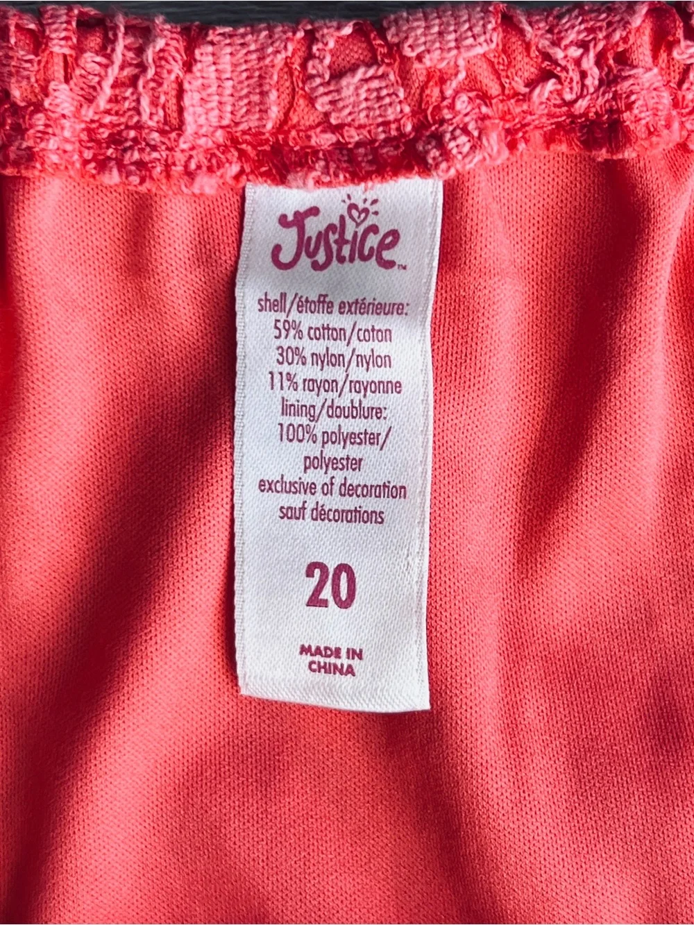 Justice Girls Ruffle Coral Lined Lace Belted Romper Size 20 Off Shoulder